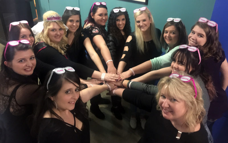 Bachelorette Party getting ready to play escape room at Perplexity Games